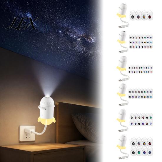 Indoor Starry Light USB Star Projector Night Light, Sky Lamp with Film Slides, Touch Dimming Adjustable Brightness & Timer, Flexible Neck LED