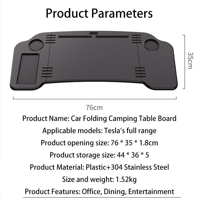 For Tesla Model 3/Y Car Mounted Small Table Board Multifunctional Computer Desk Dining Table Folding Storage Small Table Board