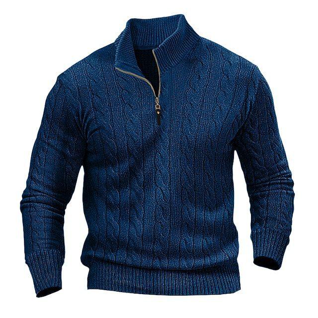 Men'S Autumn And Winter Men'S Twist Knitted Sweater Semi-Zipper Stand-Up Collar Casual Warm Sweater Men'S Bottoming Shirt