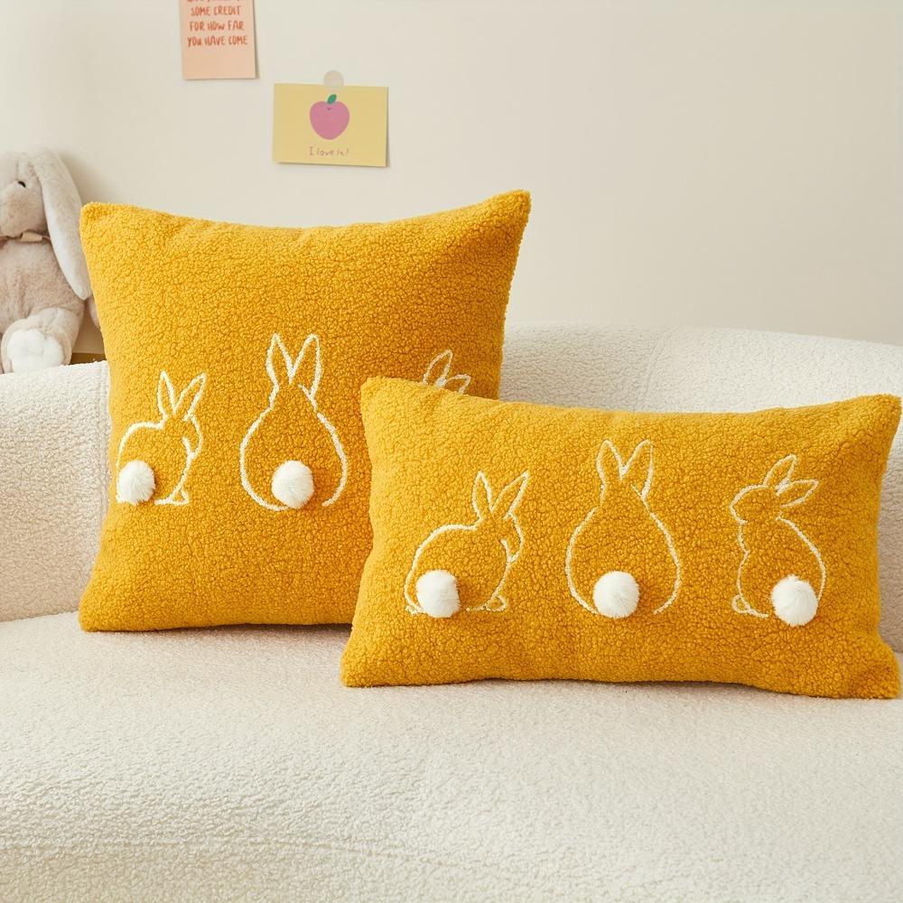 Plush Easter Bunny Pillow Cover Square/Rectangular Pillowslip Cartoon Rabbit Pillow Case Bed Room