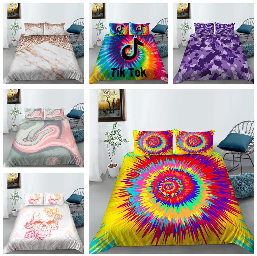 3D Digital Printed Bedding Set Colorful Pattern Duvet Cover Pillowcase AU Extra Large Full Size Bedding Set Home Decoration