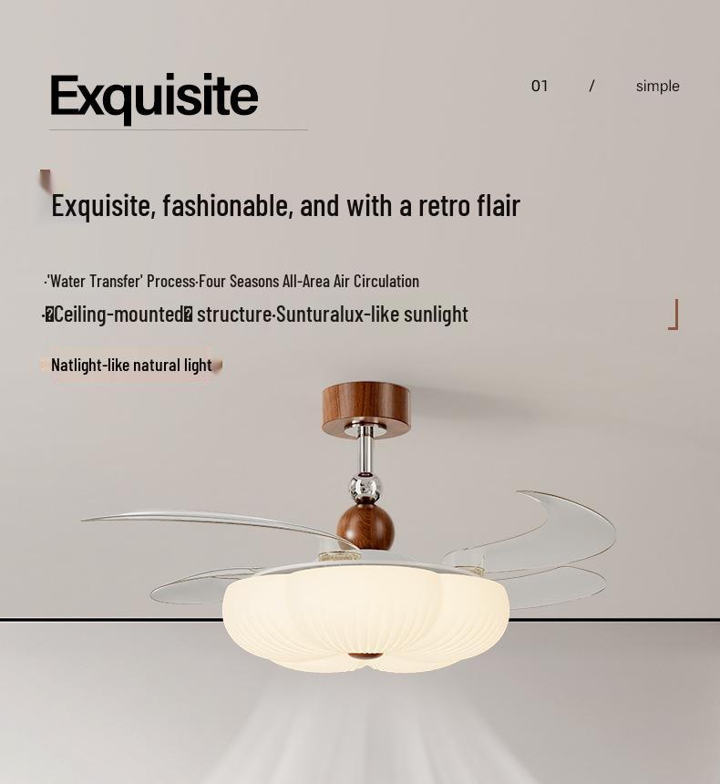 Невидимый потолочный вентилятор с подсветкой: Современный Минимализм 2025 Середина Века Кремовый для Гостиной, Спальни, Столовой