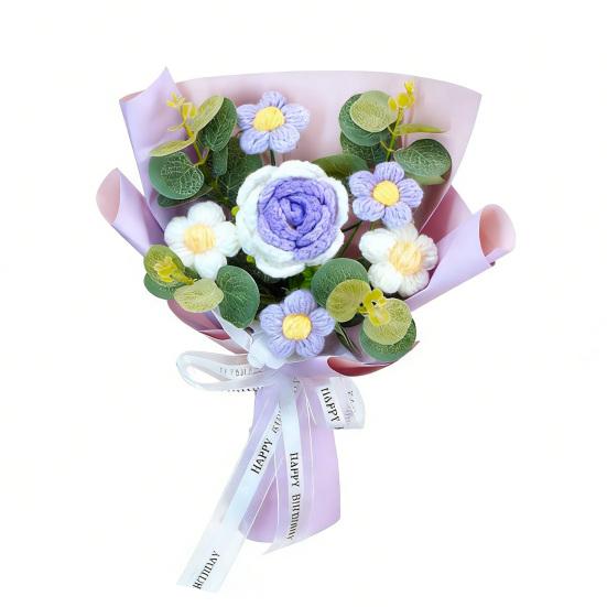 Искусственные цветы ручной работы из хлопковой пряжи вечный цветок вязаный крючком букет день рождения мама жена любовница выпускной домашний декор