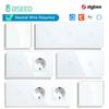 BSEED Zigbee 1/2/3-клавишные сенсорные выключатели света 1/2/3-ходовые Управление через приложение Tuya Smart Life Alice Плюс обычные EU розетки Требуется нейтральный провод