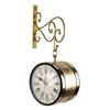 Golden Dual Side Bond Street Metal Carving Station Clock with Metal Stand 16.51 Cm