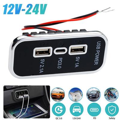 Автомобильное зарядное устройство с двумя USB-разъемами 12 В/24 В 2,1 А, USB-разветвитель для зарядки, адаптер питания для мотоцикла, кемпера, грузовика, квадроцикла, лодки, автомобиля