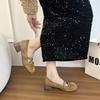 Spring Vintage Thick Heel Women Mary Jane Shoes Concise Belt Buckle Shoes Female Elegant Party Dress Pumps