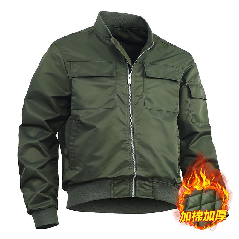 Mens Bomber Jacket With Baseball Collar Oversized Fit Large Pockets Windproof Water-Resistant Fall Casual Outerwear