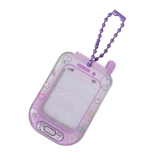 Мини-держатель для карт из акрила Милый мультяшный значок на телефон для фото на удостоверение личности Брелок-дисплей Жесткий защитный чехол для школы, офиса и коллекционирования