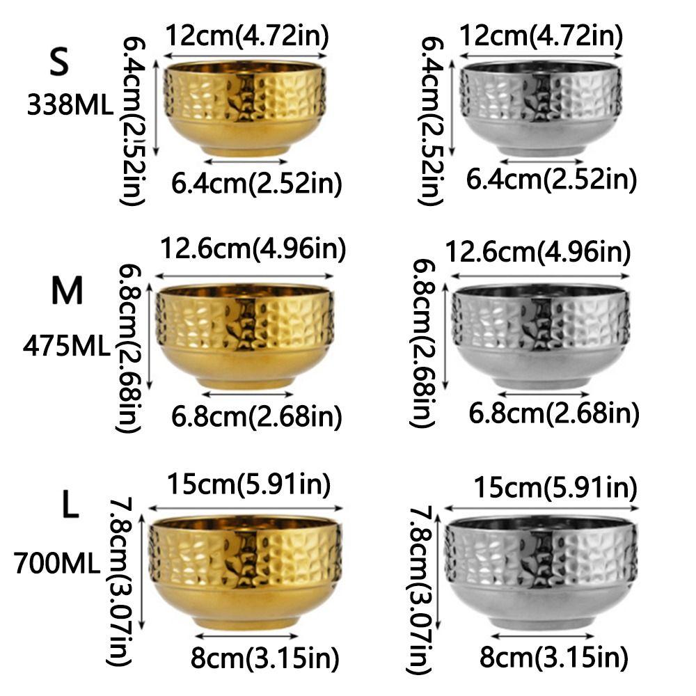 Hammer Pattern Ice Cream Bowl Double Layer Stainless Steel Soup Bowl  Cereal Bowl