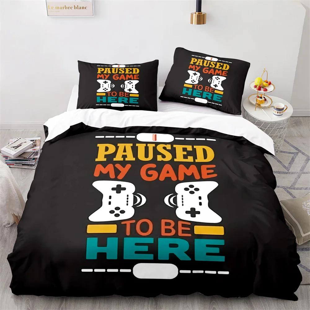 Комплект пододеяльника с геймпадом для мальчика Односпальный Двуспальный размер Для мальчиков Девочек Любителей игр Постельное белье Полиэстер Пододеяльник с наволочкой