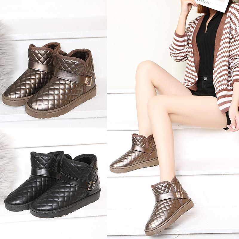 Толстые плюшевые зимние теплые ботинки для женщин, нескользящие непромокаемые зимние ботинки, женские теплые туфли на плоской подошве с хлопковой подкладкой