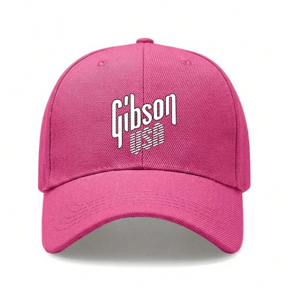 [Черная бейсболка] Унисекс с принтом «Gibson USA», полиэстер, регулируемая, дышащая, легкая, повседневная, уличная одежда, для ежедневного ношения, бейсболка