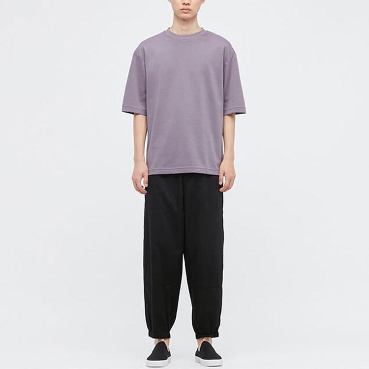 Uniqlo Свободная футболка с круглым вырезом и короткими рукавами, унисекс, фиолетовая 444999-74