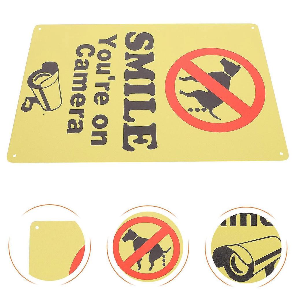 2Pcs Smile Your On Camera Sign Outdoor Dog Sign Dog Walking Warning Sign Park Warm Tip Sign