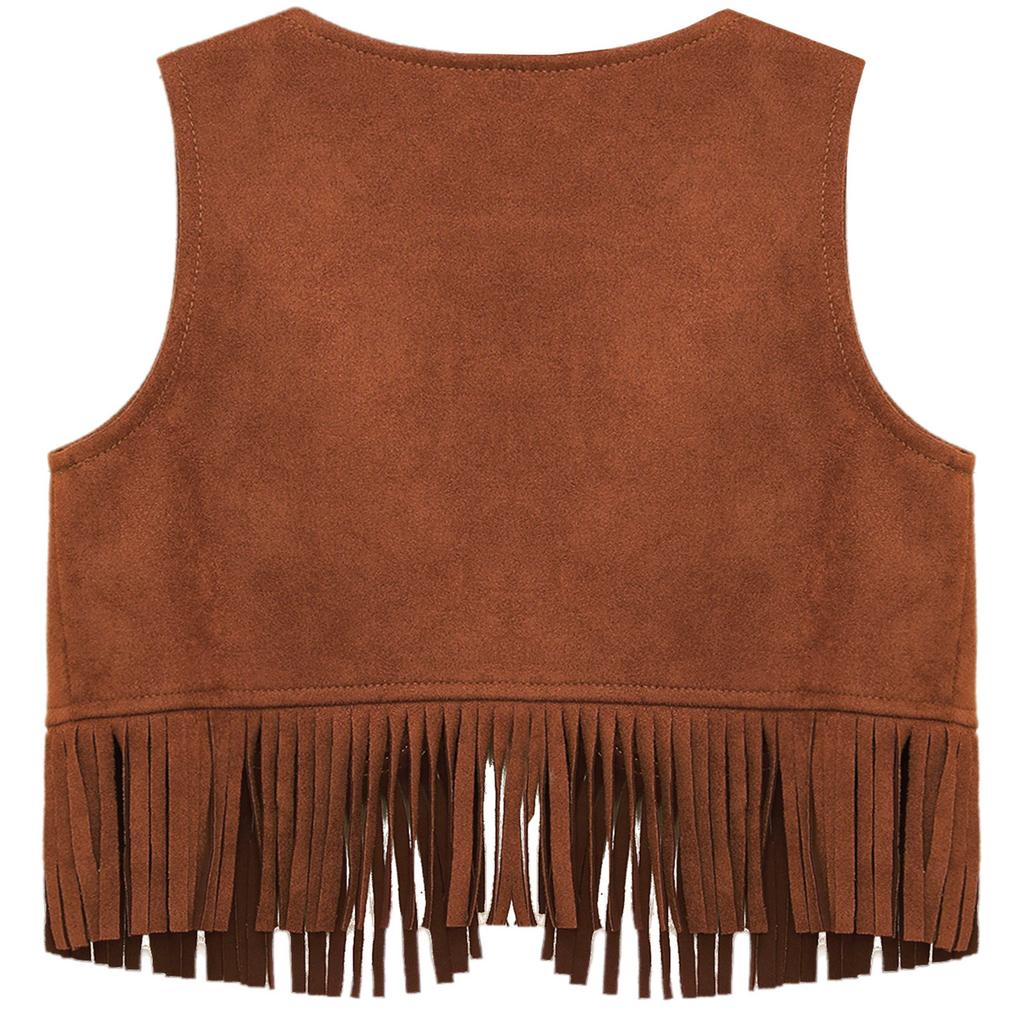 Мальчик Вестерн Ковбойский Жилет Замша Кисточки Хэллоуин Косплей Костюм Реквизит для Фотосъемки Наряд в Вестерн Стиле