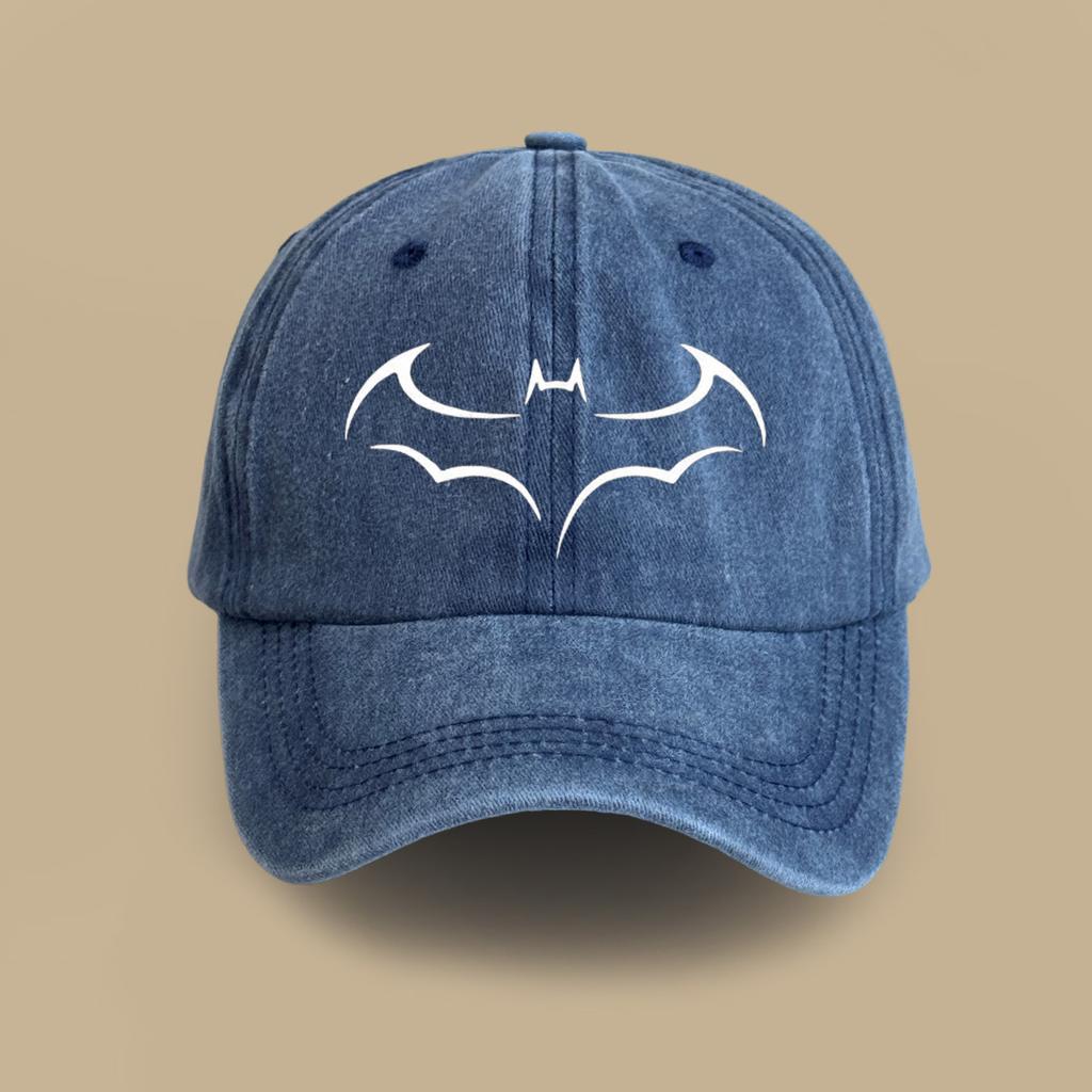 Retro washed soft top hat trendy bat pattern casual cap spring and summer outdoor versatile travel baseball cap