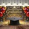 Graduation Backdrop with "GRADUATION" Text,Balloons&Confetti Design for Outdoor Lawn,Garden Celebrations&Grad Party Decor,Graduation Decor