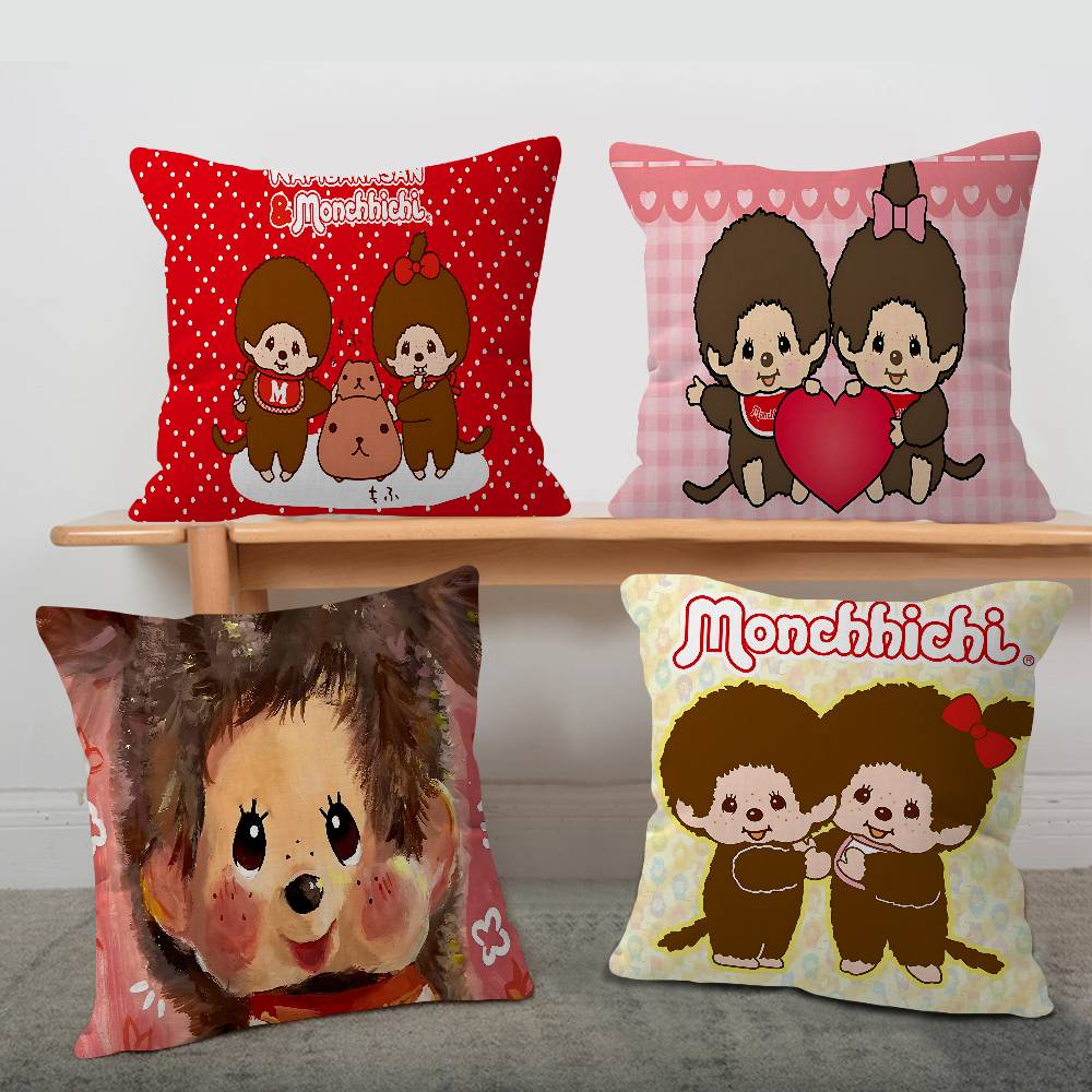 Anime M-Monchhichi Personalized Pillow Cover Kids Bedroom Wild Party Decor Pillowcase Kid Birthday Shower Gift