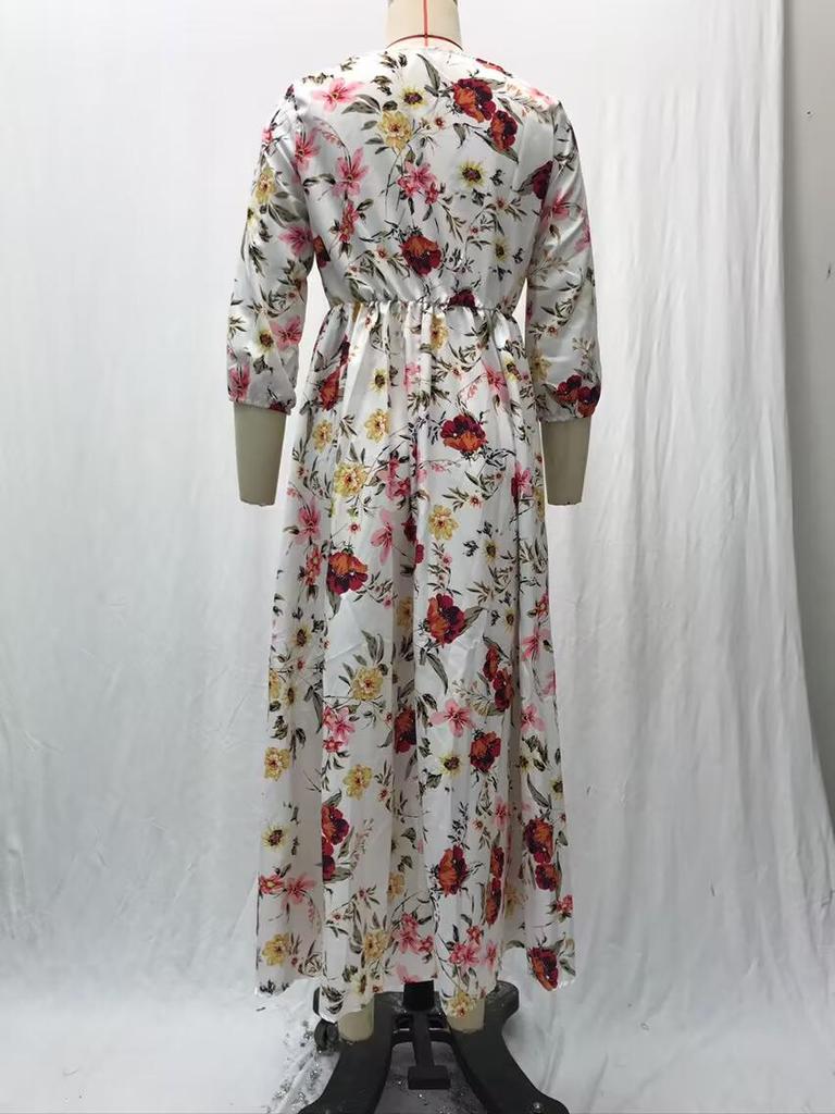 2025 Юго-Восточная Азия Женское облегающее платье-халат с принтом – Весенняя мода Длинная юбка