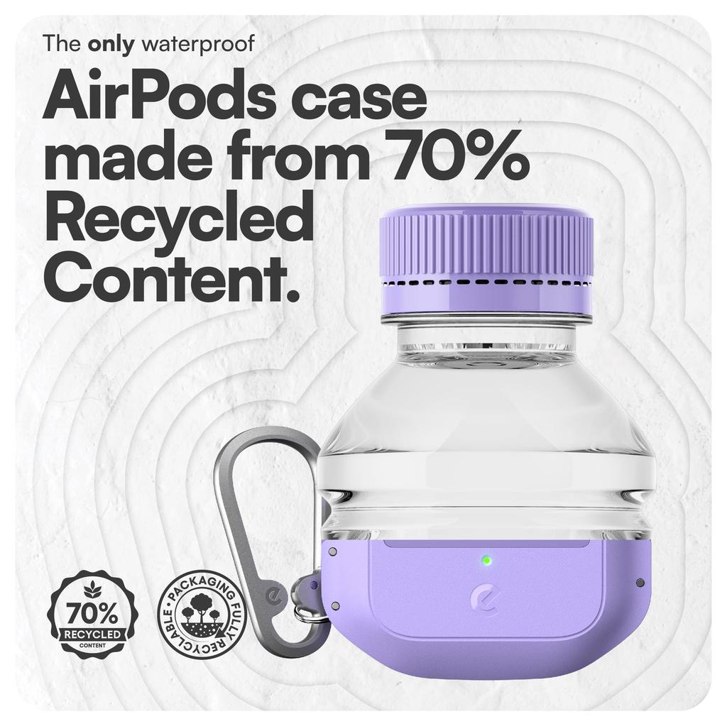 KeyBudz Element Waterproof Case for AirPods Pro Hard Case Military Shockproof IP68 Recycled Polycarbonate with Drop Speaker Hole Secure Lock IonPure