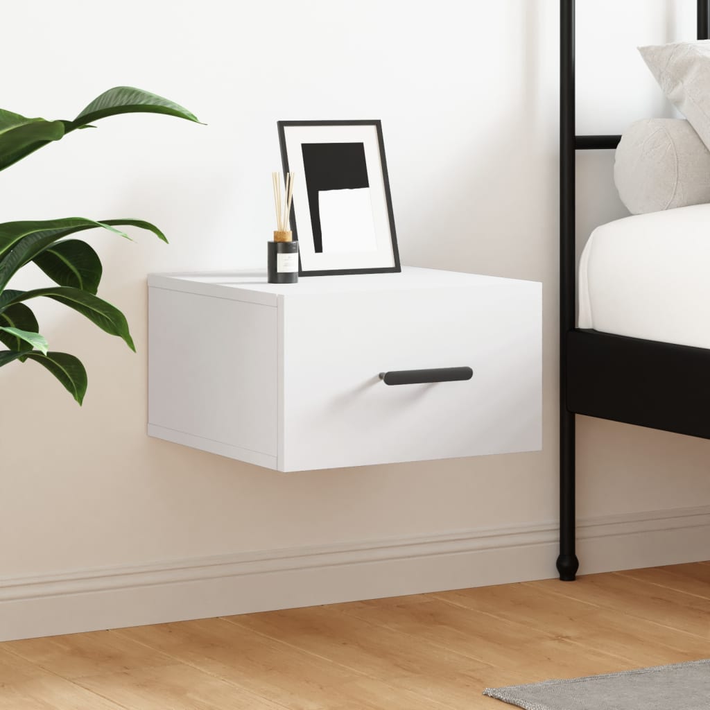 Wall Mounted Nightstand White 35 x 35 x 20 cm