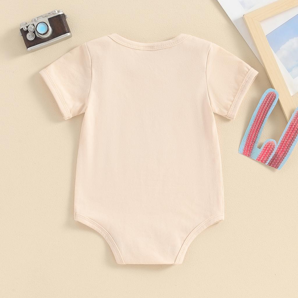 Western Baby Romper Casual Short Sleeve Round Neck Hat Print Bodysuit Newborn Playsuit