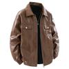 Men's Lapel Leather Jacket Men's Spring and Autumn American Trendy Versatile Multi-pocket Pu Leather Jacket Jacket