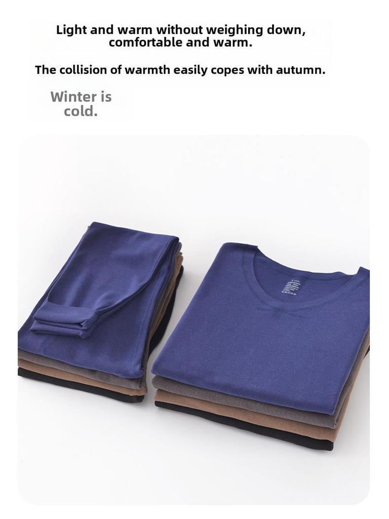 Мужской бесшовный бархатный термобелье: Самонагревающийся, плюс бархат, осенний комплект