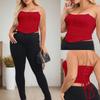 Rose Beauty A  Plus Strapless Ruched Mesh Overlay Tube Corset Top