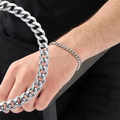 Мужской кубинский браслет из титановой стали с невыцветающим покрытием, толстые аксессуары для браслетов