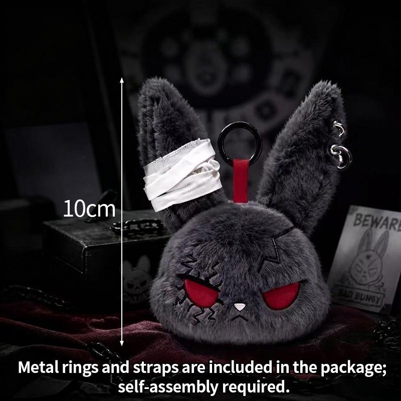 Dark Rabbit Keychain Gothic Style Bunny Keyring Backpack Pendant Charms Cartoon Hanging Keyring Birthday Party Gift