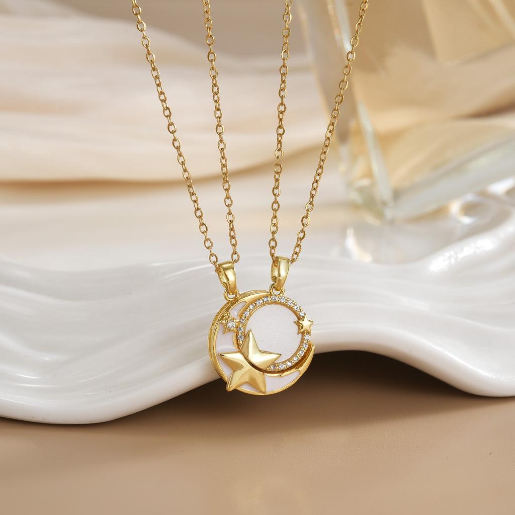 LATS Новое Магнитное Ожерелье для Пар «Солнце и Луна» из Нержавеющей Стали Модная Цепочка для Мужчин и Женщин Подарки для Лучших Друзей Трендовые Украшения