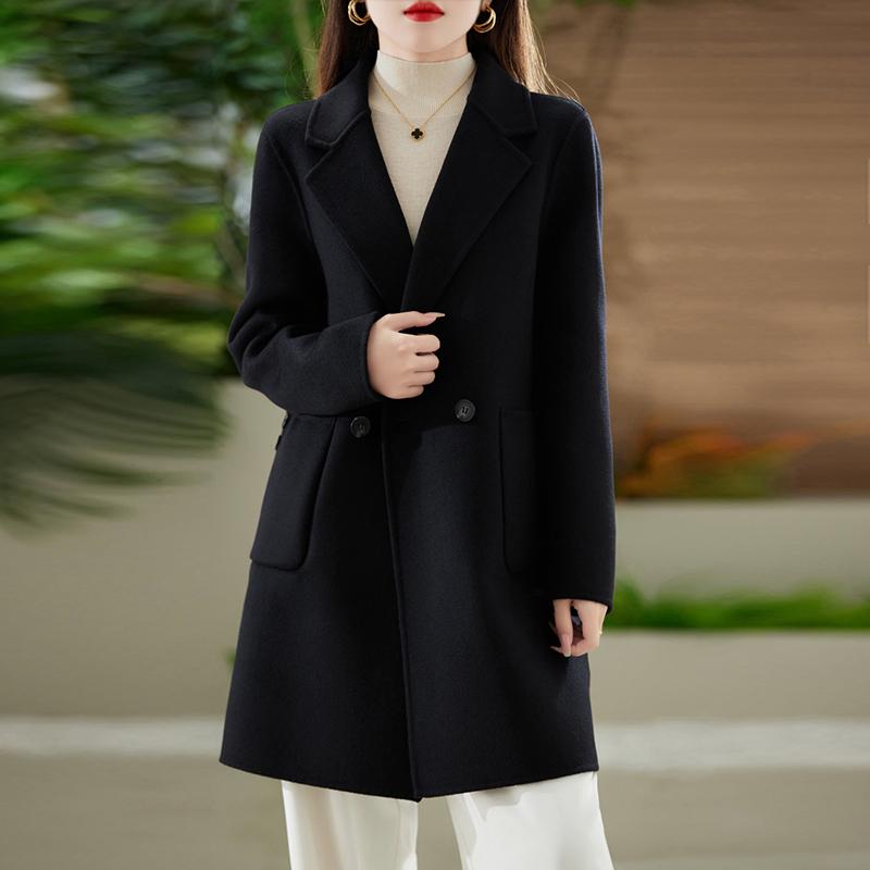 Женское пальто из 100% шерсти TIDENOVEL Осеннее шерстяное длинное пальто Ручной работы Пальто-бушлат Зимняя теплая шерстяная длинная куртка Пальто