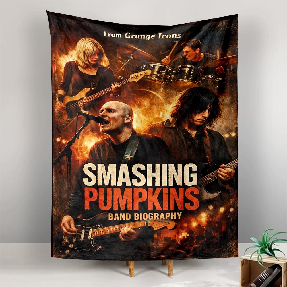 Printed Tapestry - Smashing Pumpkins Grunge Rock Band Concert Poster for Dorm Room