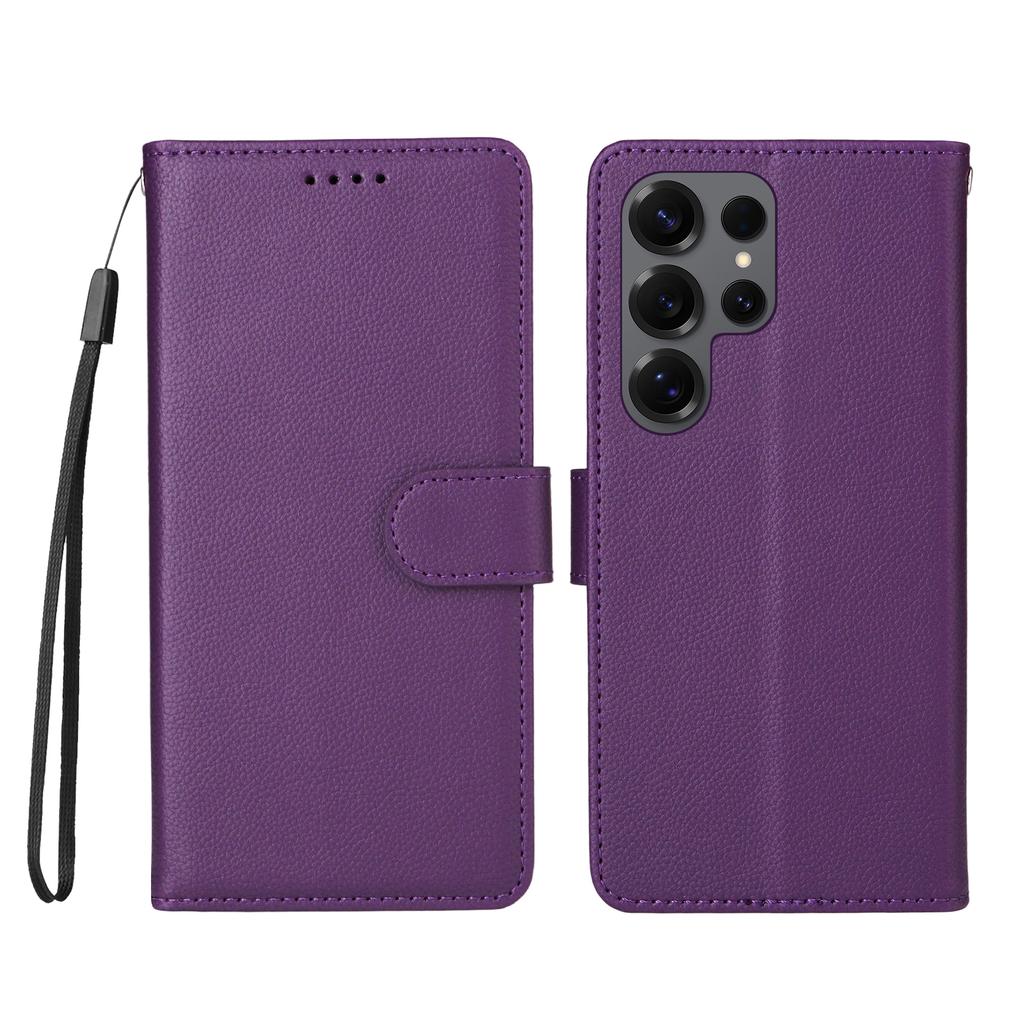 For Samsung Galaxy S25 Ultra Case RFID Blocking 3 Card Slots PU Leather Phone Cover with Wrist Strap