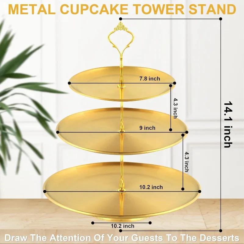 2/3Tier Stainless Steel Cake Stand Holder Fruit Tray Restaurant Detachable Dessert Rack Gold Silver Fruit Plate Snack Candy Tray