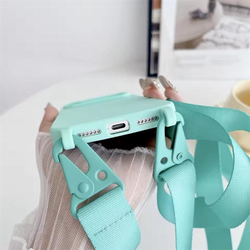 Матовый силиконовый чехол-шнурок с ремешком-ожерельем через плечо для iPhone 17 16 15 14 Pro Max 11 12 13 XR X XS 8 Plus SE Противоударный чехол