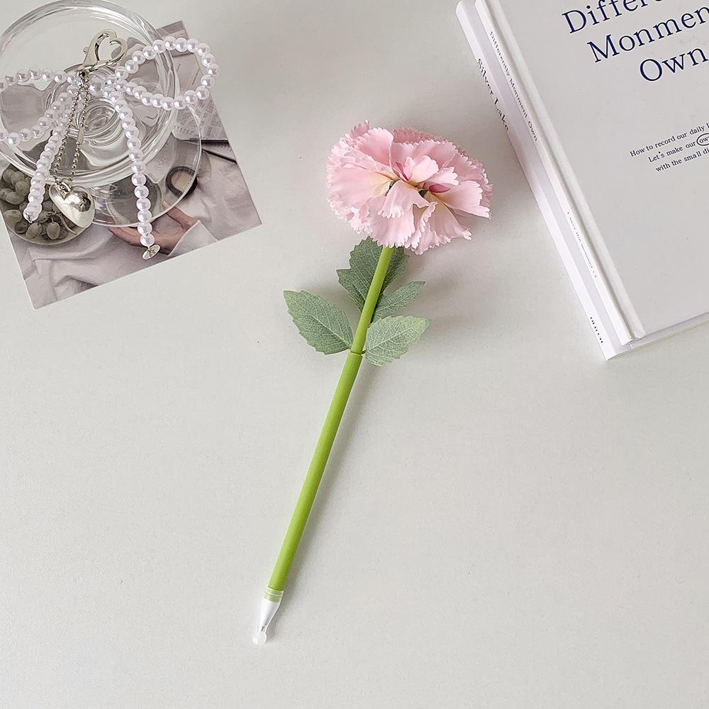 4Pcs Artificial Flower Flower Ballpoint Pen Teacher's Day Gift Carnation Rose Neutral Gel Pens Writing Smoothly Blue Ink
