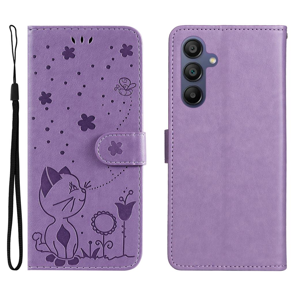 Кожаный чехол для Samsung Galaxy A26 5G/A16 5G/A16 4G с рисунком кошки и пчелы, чехол-кошелек с подставкой и ремешком