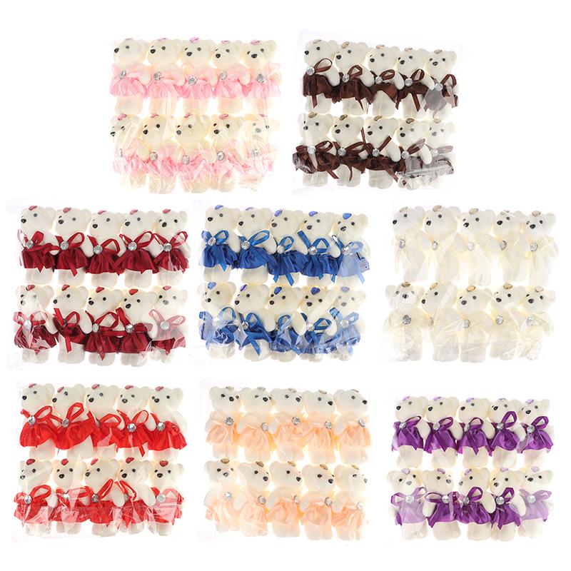 10Pcs 12Cm Bear Flower Bouquet Toy Cartoon Doll Foam Bouquet Gift Party Decor