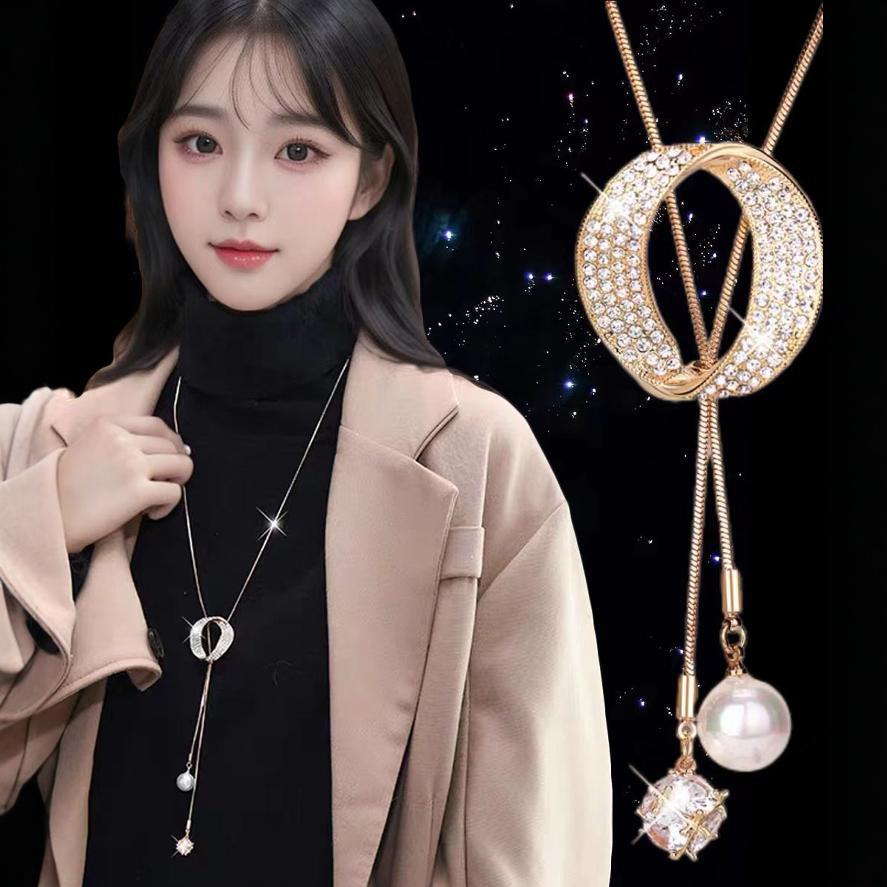 2025 Fashionable Versatile Sweater Chain Necklace for Women: High-End Light Luxury Long Necklace, Autumn/Winter Simple Accessory