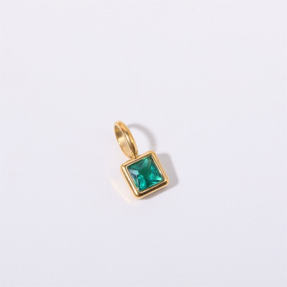 Stainless Steel Square Stone Pendant Colored Zirconia Designer Pendant Necklaces  Jewelry Gift