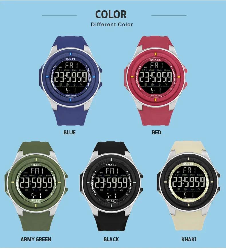 Smael 1380 Men Watches Cold Light Digital Watch Man Water Resistant 5bar Calendar Led Digital Auto Date Sport Wrist Stopwatch