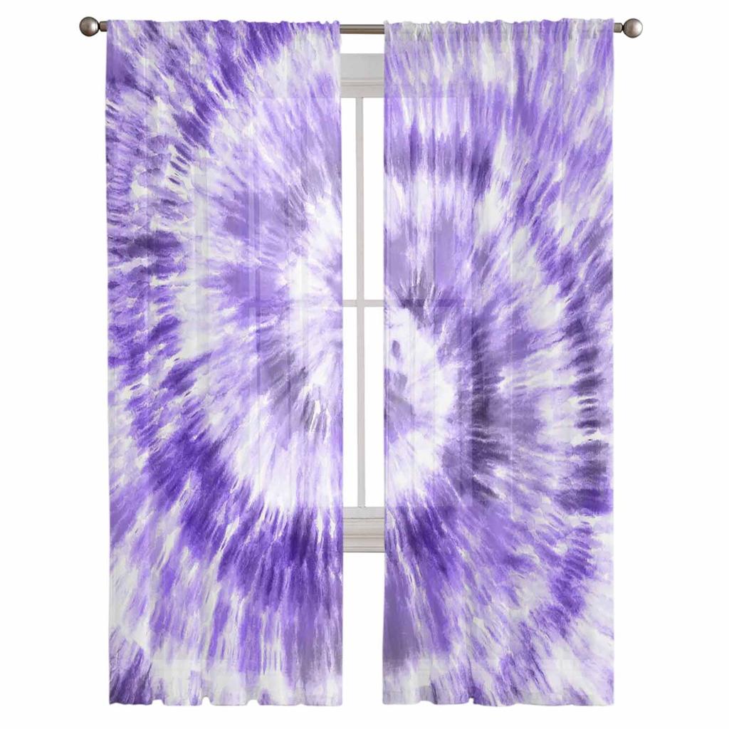 Фиолетовая масляная живопись текстура тюль прозрачные шторы для гостиной спальни кухни для окон вуаль шторы украшение дома