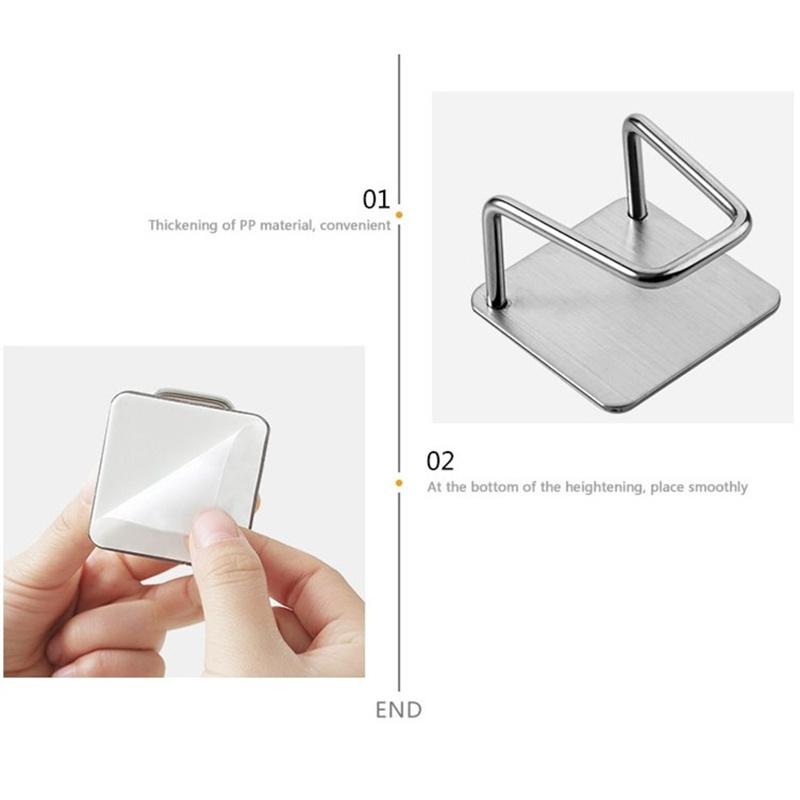 1 шт. Подставка-держатель для губки из нержавеющей стали, без пробивания отверстий, для сушки, на клейкой основе, для настенного шкафа, многофункциональные кухонные принадлежности