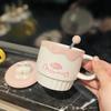 Cute Cartoon Coffee Milk Bear Ice Cream Ceramic Cup with Lid Spoon Girls Water Cup Home Breakfast Oatmeal Cup Mug