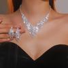 Popular Heavy Industry Fashion Shiny Rhinestone Fringed Necklace Earrings Set, Bridal Jewelry Jewelry Set
