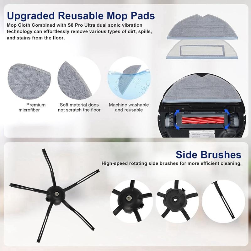 Для робота-пылесоса Roborock S7 Maxv Ultra/ S7 Max Ultra детали Основная боковая щетка Фильтр Hepa Салфетки для швабры Пылесборники