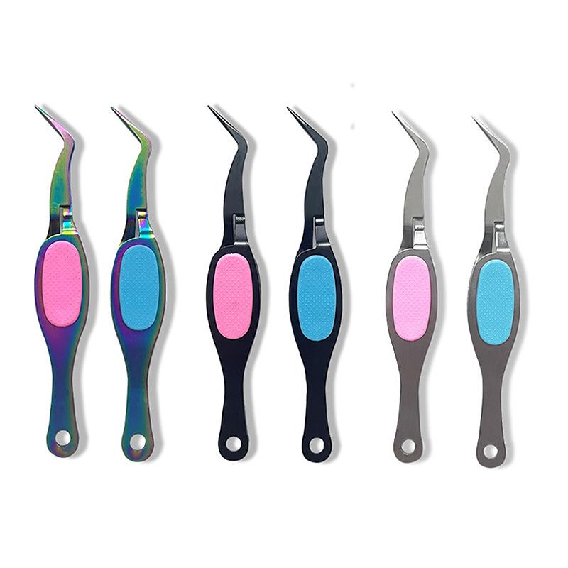 Reverse Tweezers Straight Curved Tweezer X-Shaped Stainless Steel Multifunctional Eyelash Curler Extension Antislip Makeup Tool